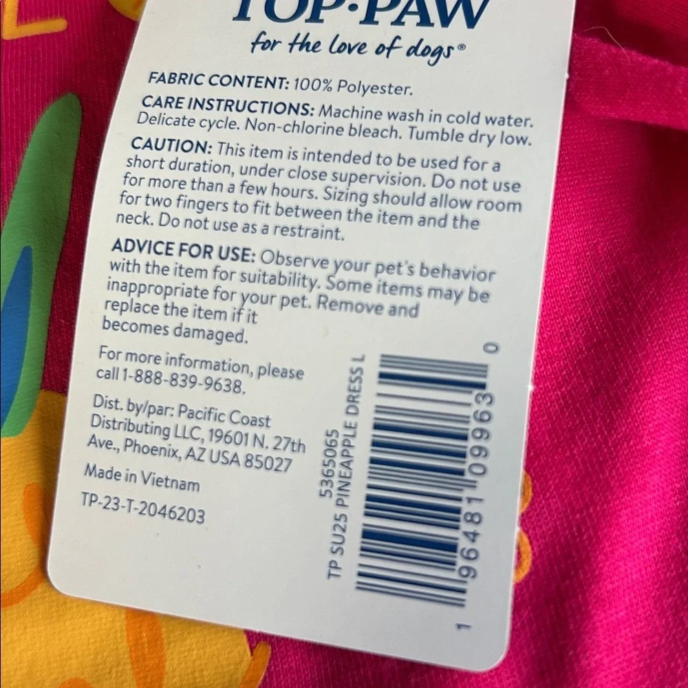 New Top Paw Hello Summer Dog Dress L